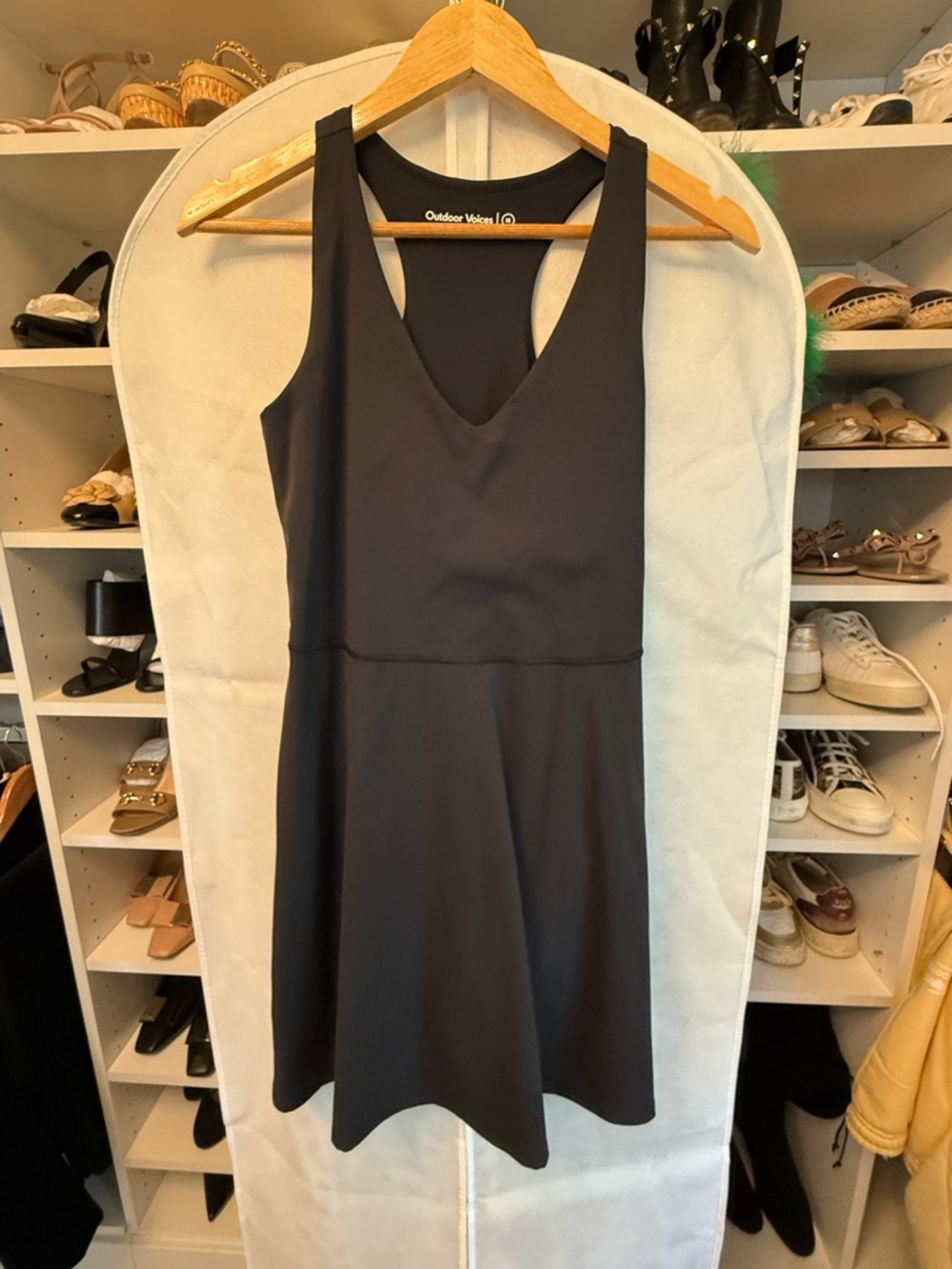 Outdoor Voices Black V-Neck Racerback tennis Dress- size medium